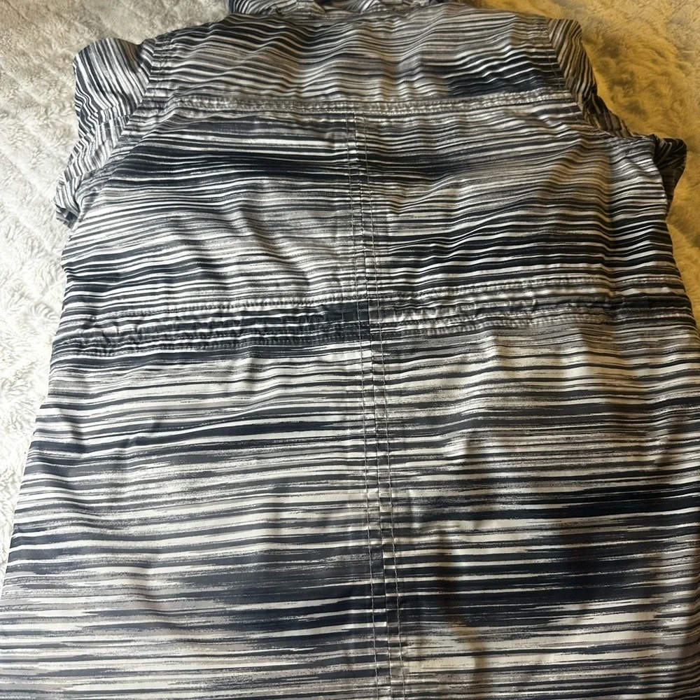 Lands' End Kids Striped Puffer Jacket - Black and Gray